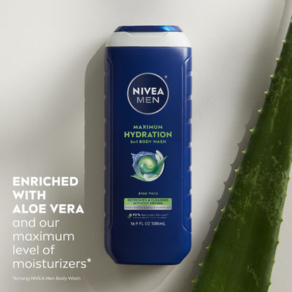 Nivea Men 3-in-1 body wash for dry skin bottle back label