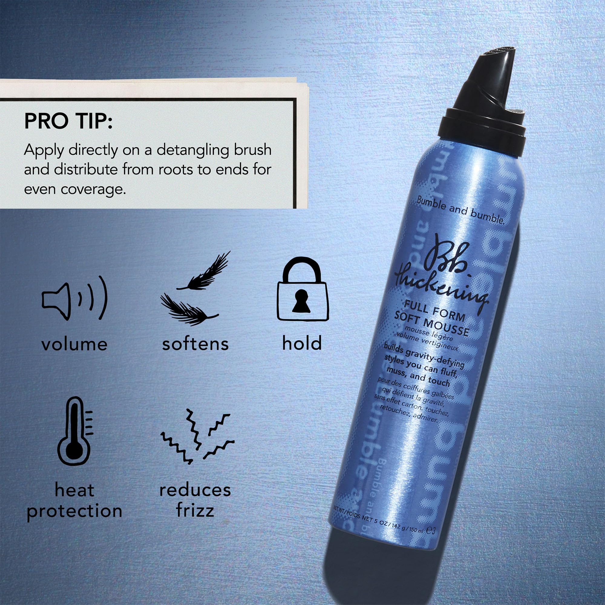 Premium imported Bumble and bumble thickening mousse for bouncy salon quality blowouts