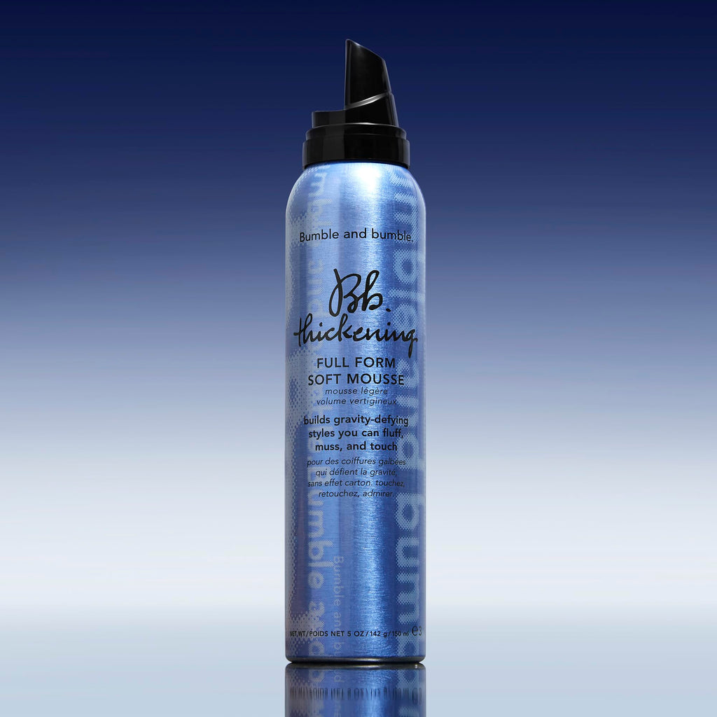 Close up of the nozzle and packaging of Bumble and bumble hair thickening foam