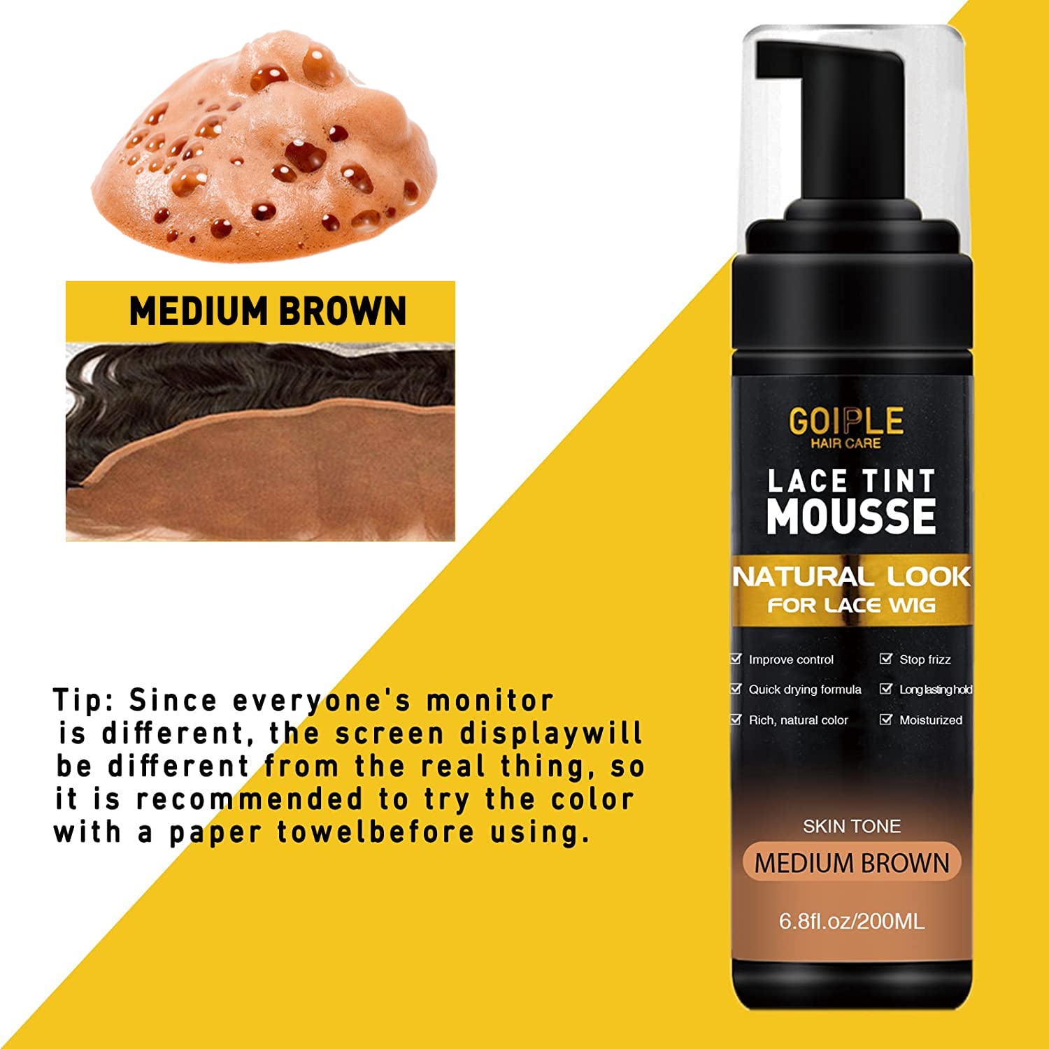 Alcohol free lace melting mousse for hairpieces and toupees back label