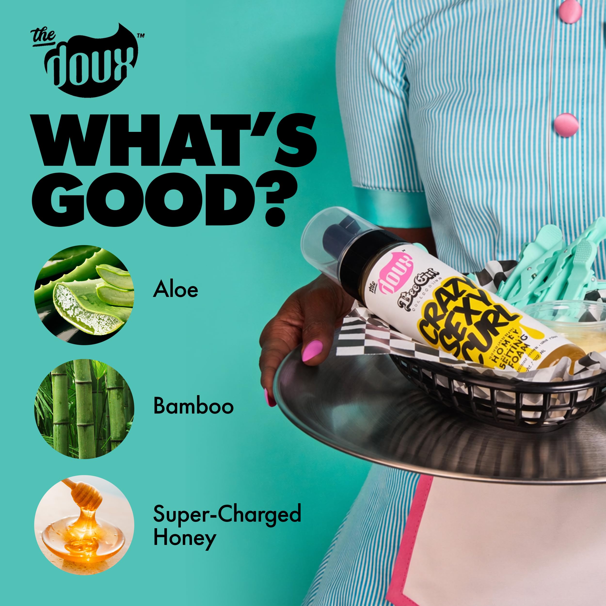 The Doux CrazySexyCurl foam texture demonstrating lightweight non flaking consistency
