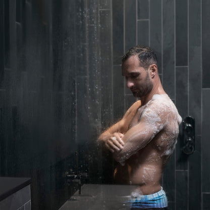 Back label of Dove Men Plus Care body wash showing ingredients