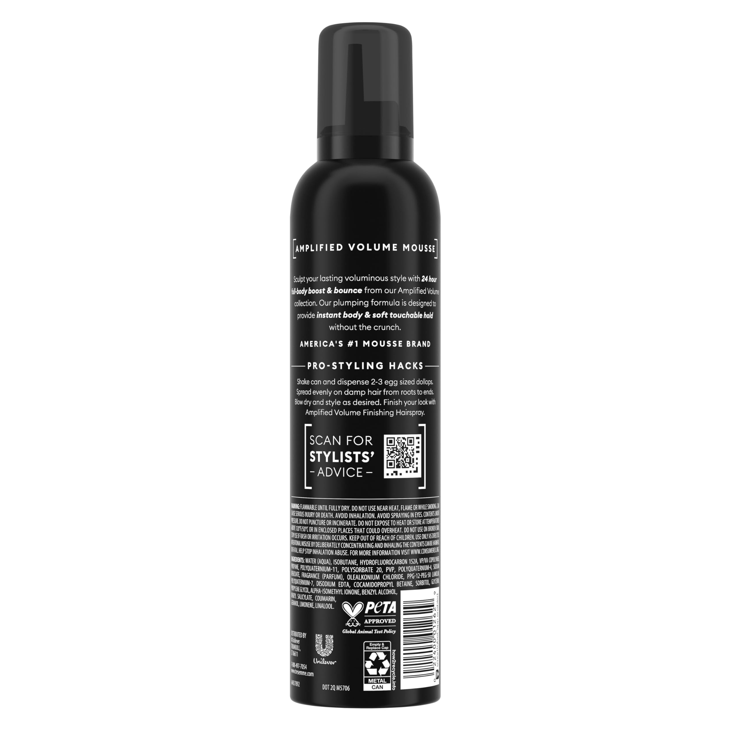 Tresemme Plumping Mousse side view showing Pro Lock Technology