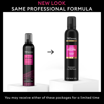Tresemme hair volumizing mousse bottle close up