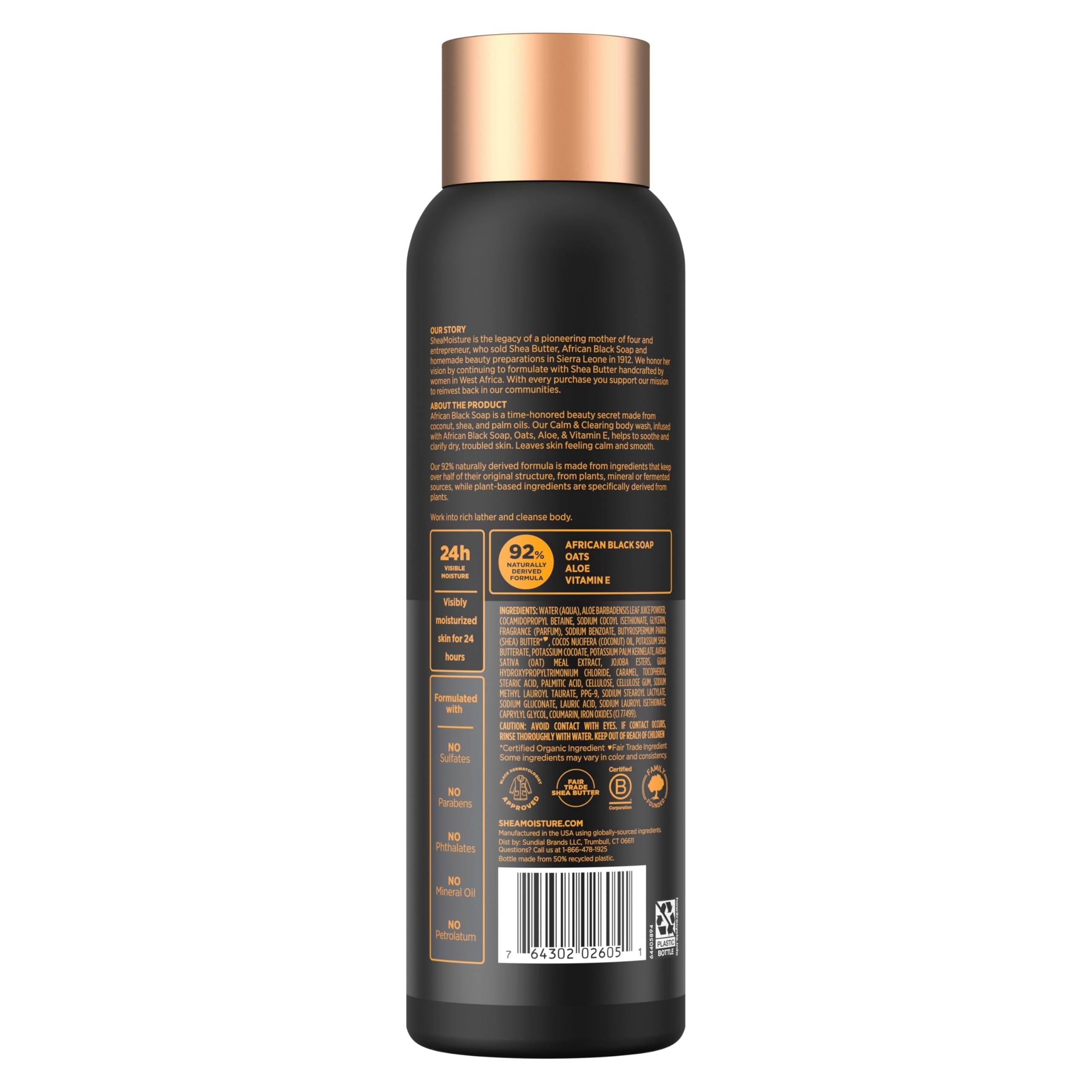 Close up of SheaMoisture African Black Soap label details