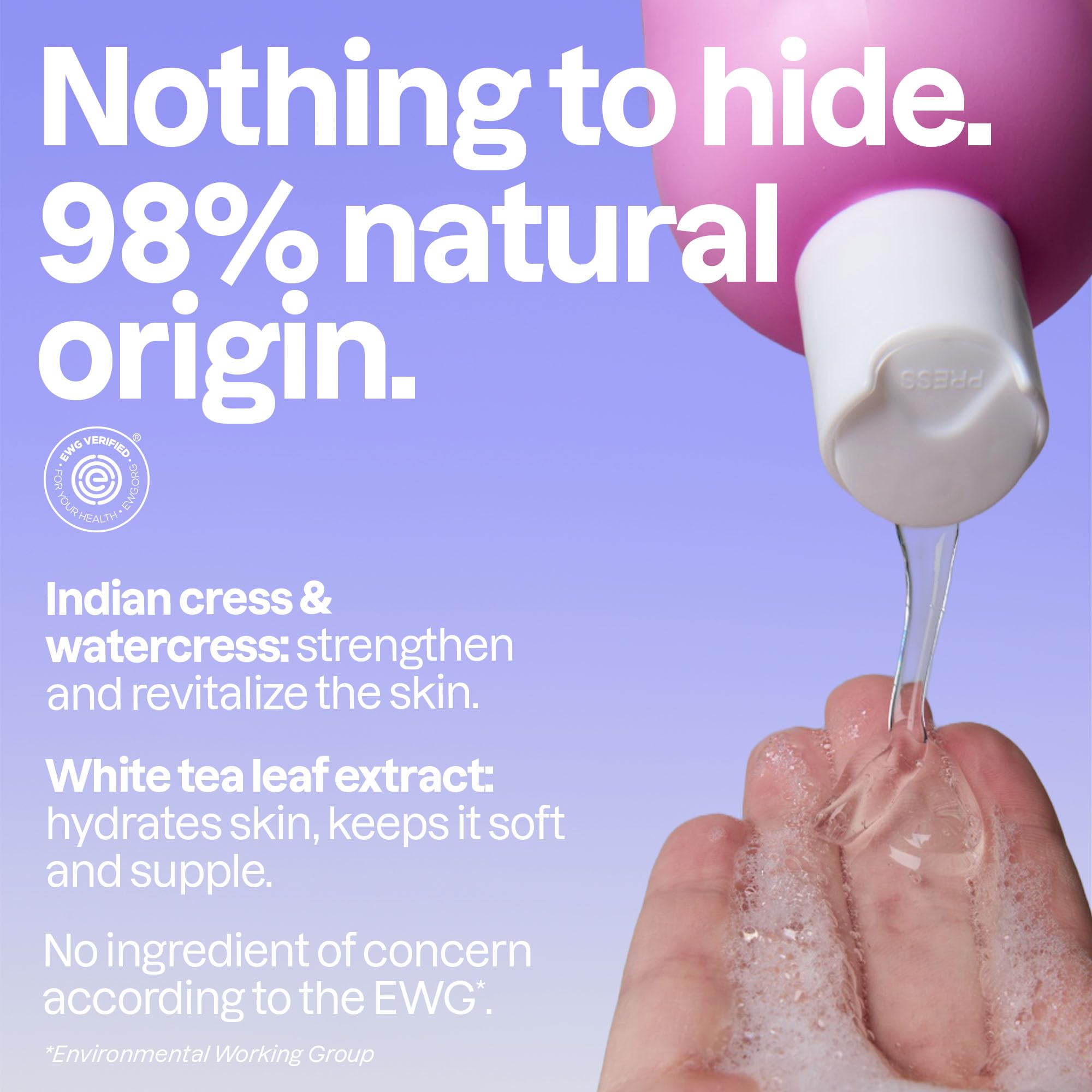 Side profile of Attitude Super Leaves body wash bottle
