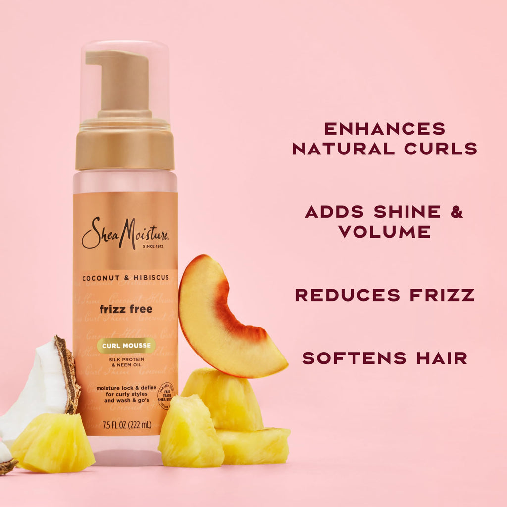 SheaMoisture coconut oil and hibiscus extract volumizing mousse container