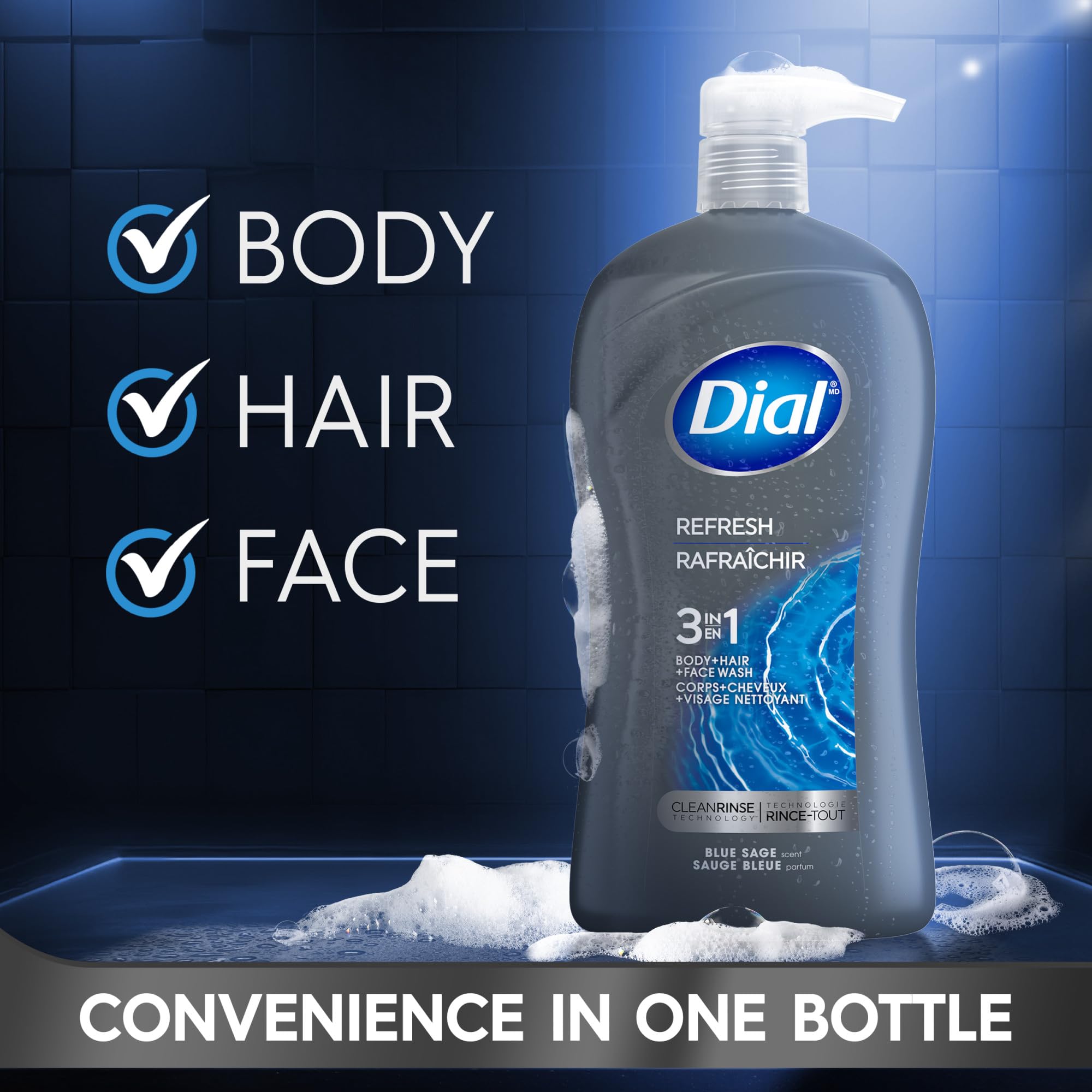 Back label of Dial Men Hydro Fresh product.