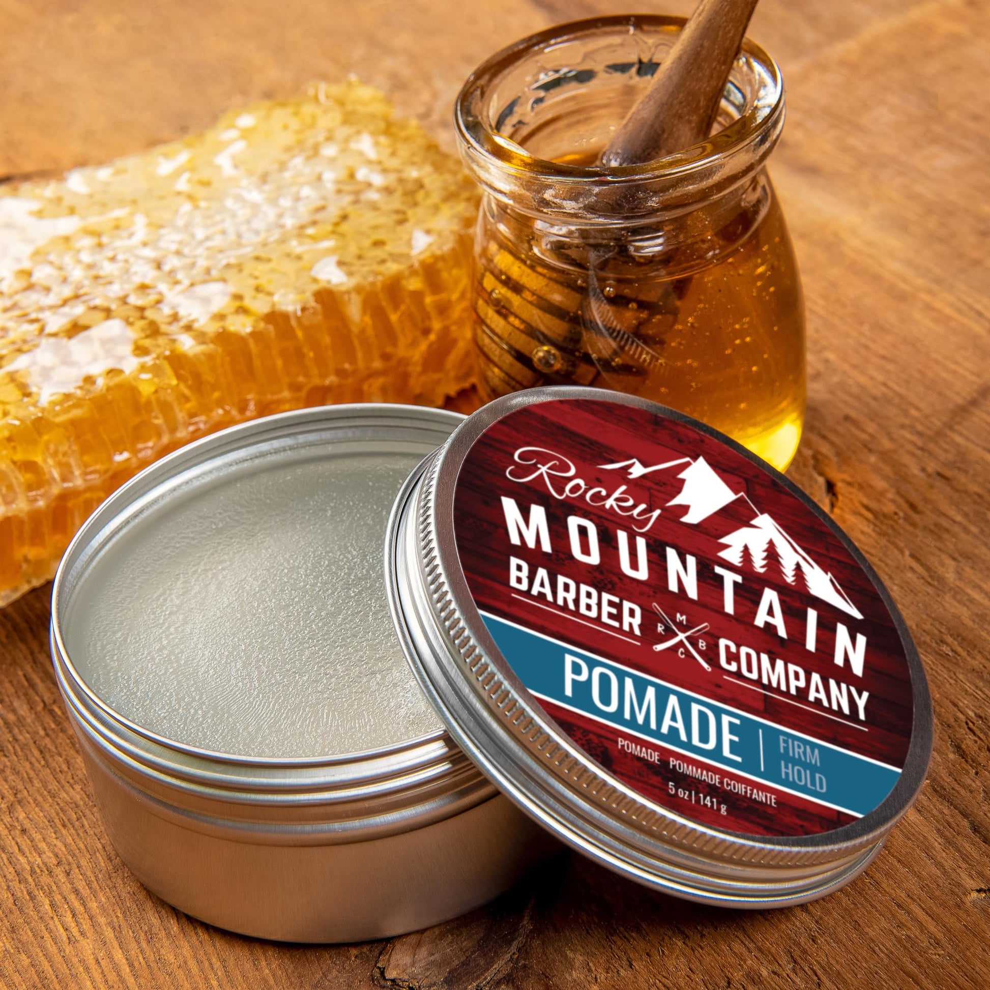 Side view of five ounce high shine hair styling pomade