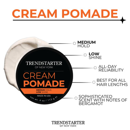 Premium water based cream pomade texturing container on clean background.