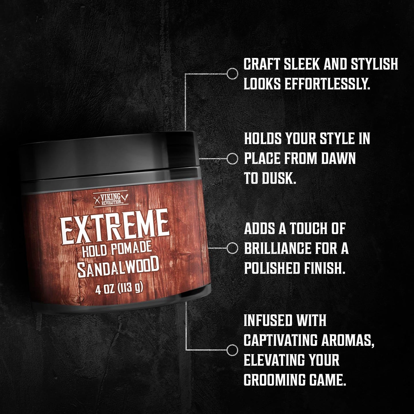 Viking Revolution sandalwood hair pomade with nourishing castor oil