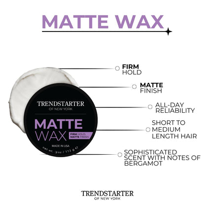 TRENDSTARTER firm hold hair pomade container base showcasing product instructions