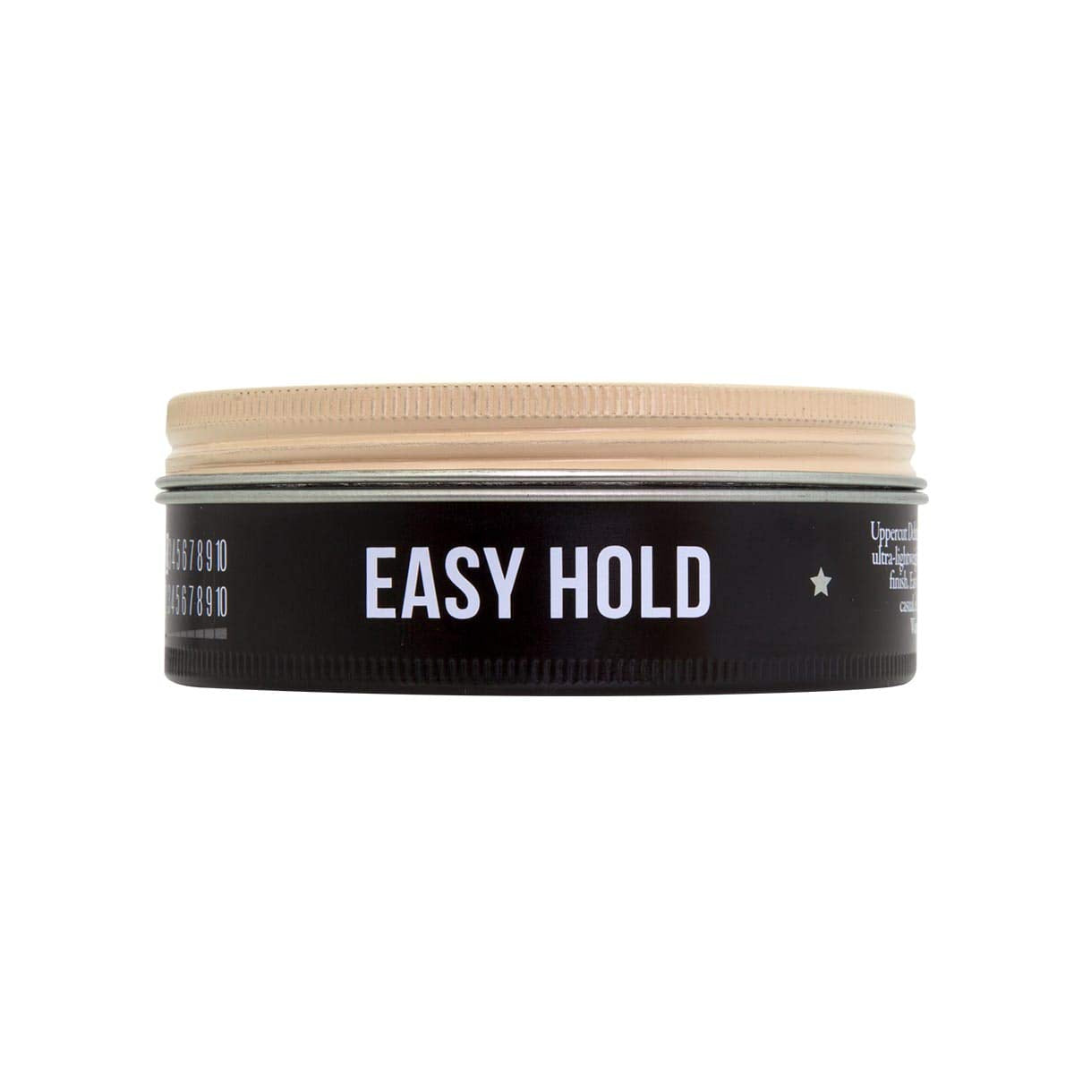 Open tin of Uppercut Deluxe weightless easy hold cream pomade showing formula