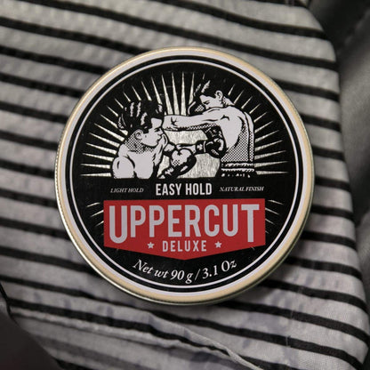 Side view of Uppercut Deluxe authentic USA styling cream product tin