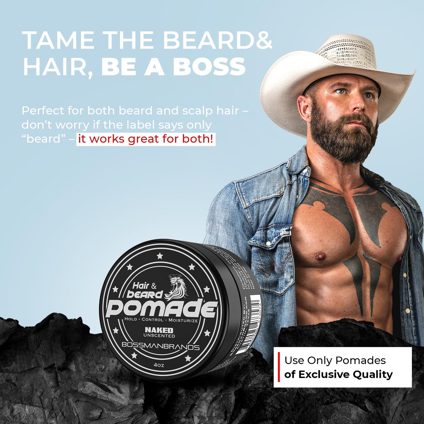 Premium imported American beard balm alternative pomade package for Indian men grooming