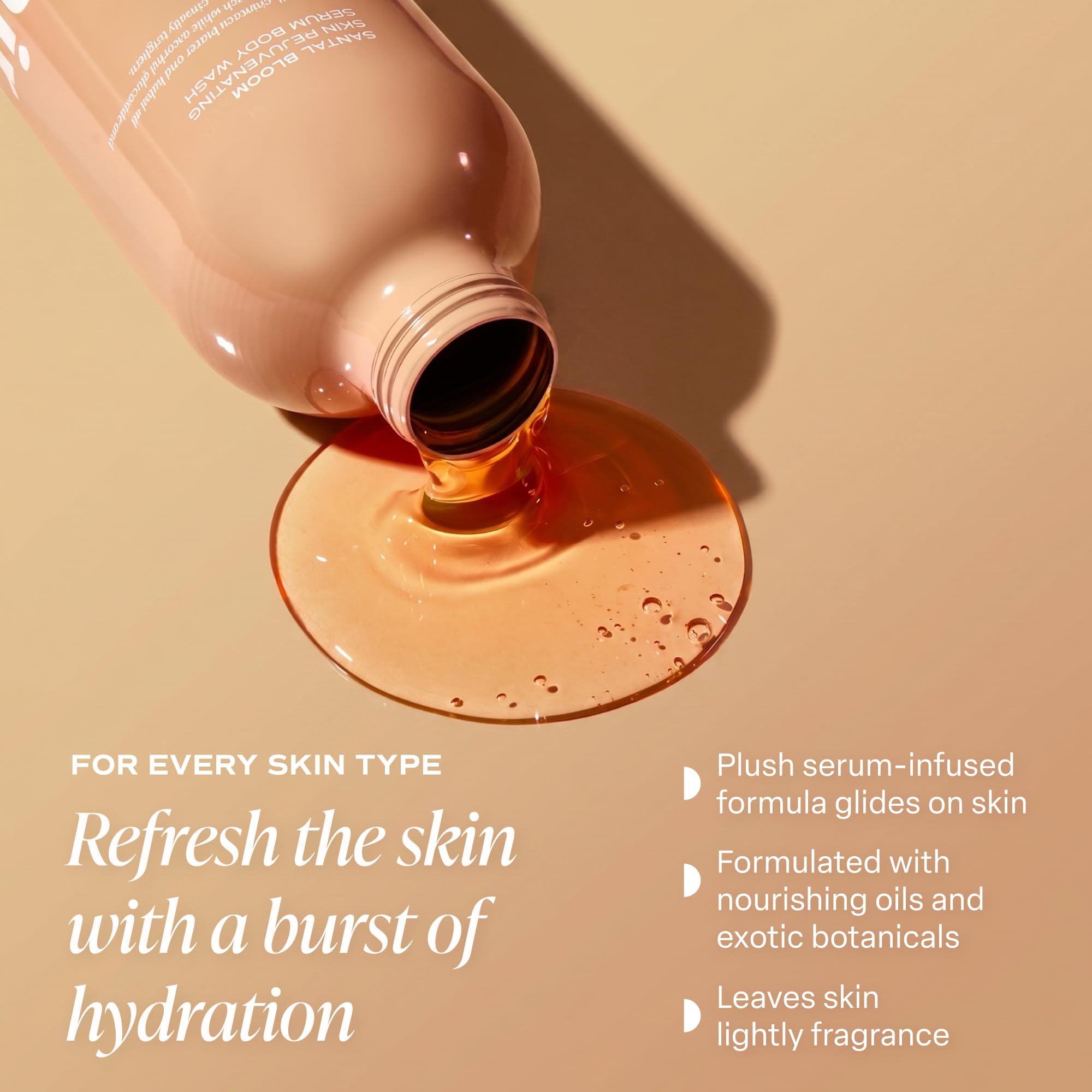 Close up of Saltair Santal Bloom body wash pump bottle