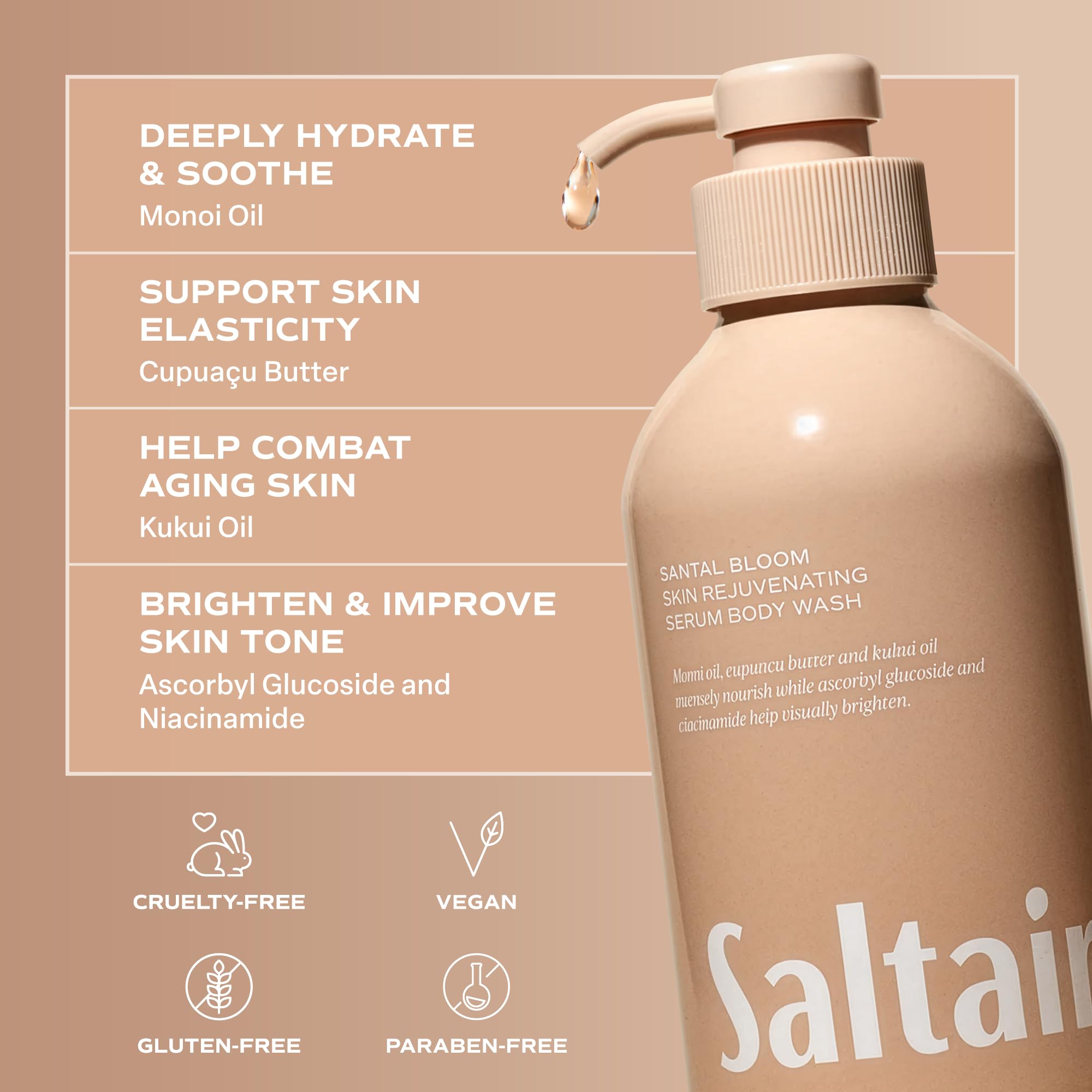 Side view of Saltair moisturizing serum body wash set