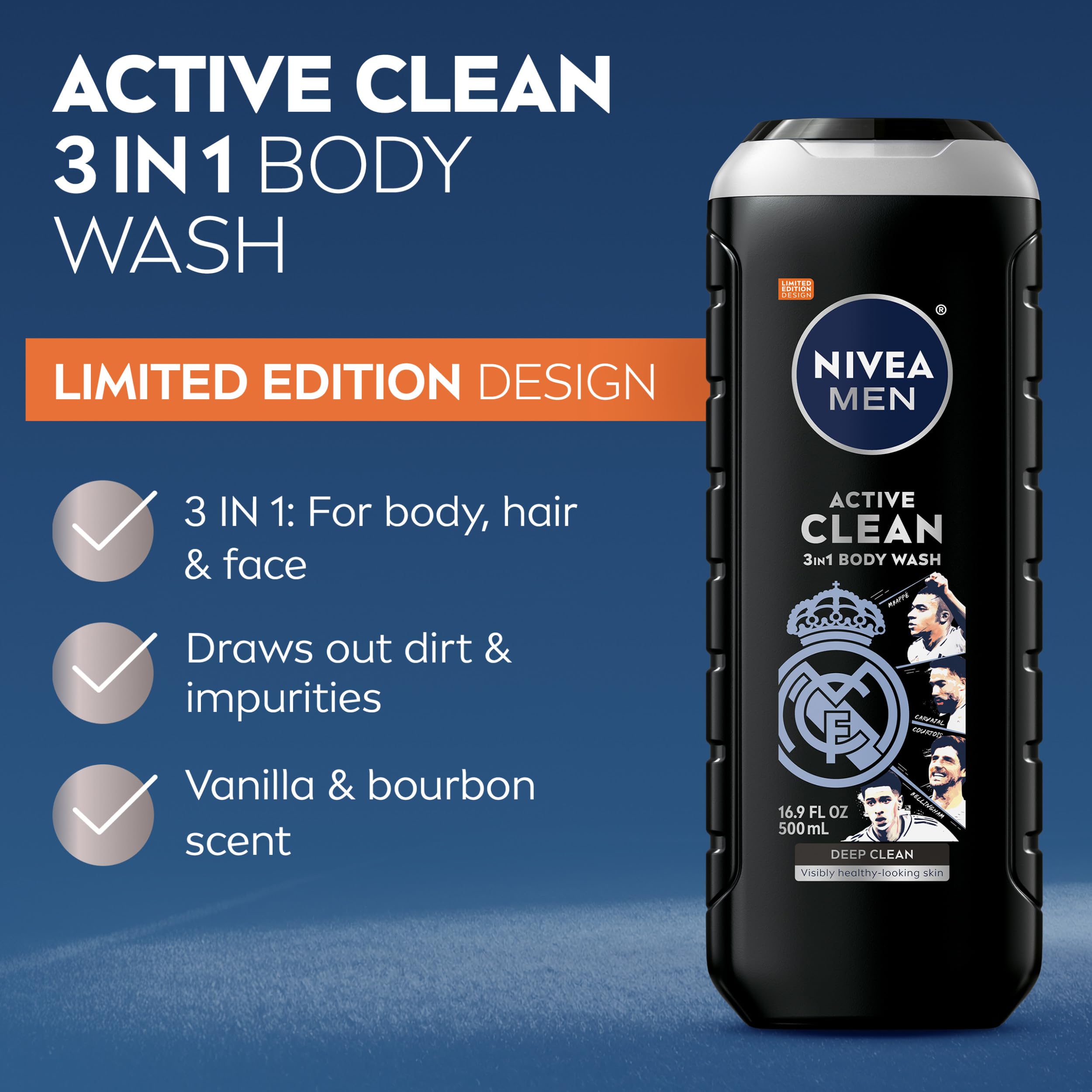 Nivea Men Active Clean body wash showing charcoal texture