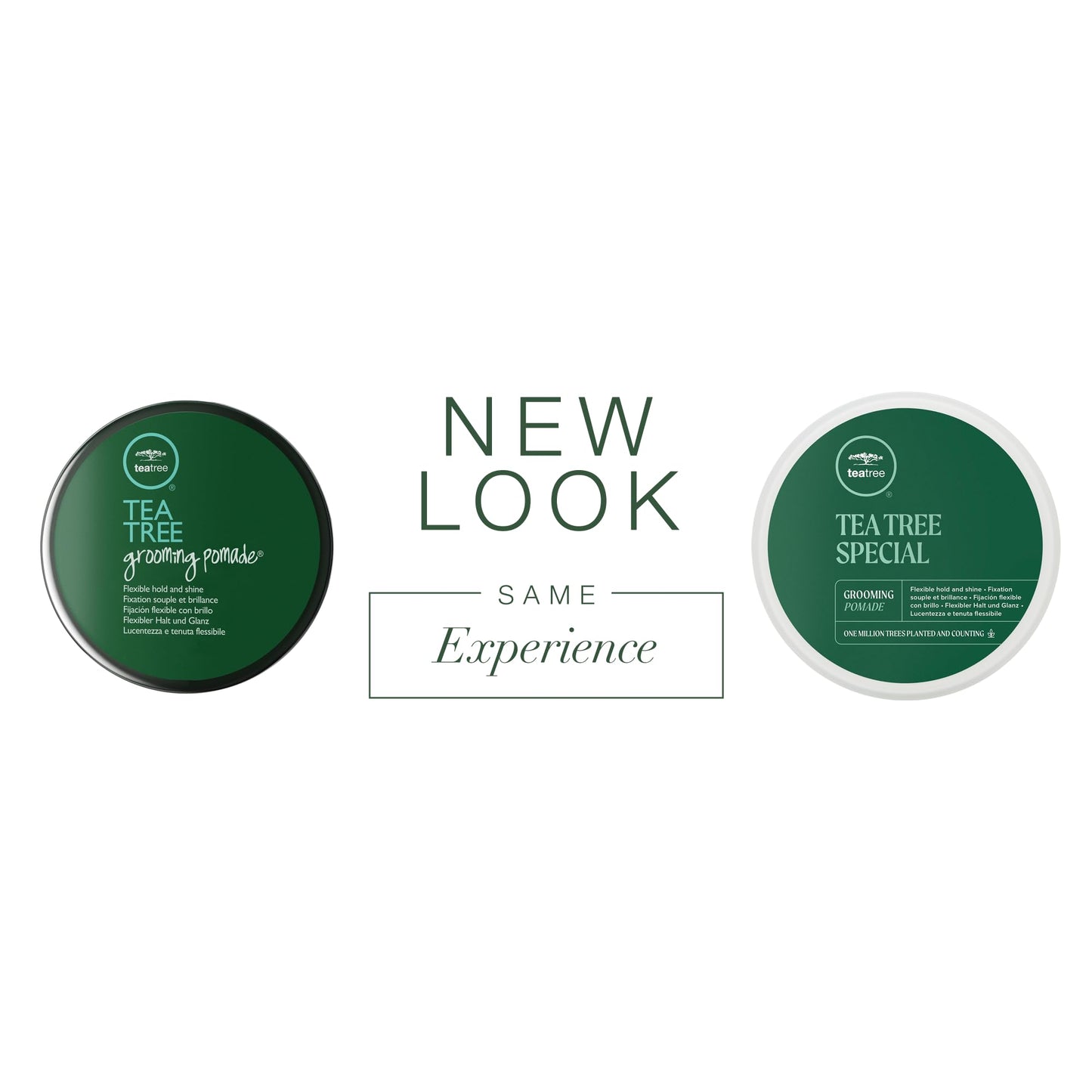 Tea Tree flexible hold and high shine hair pomade three ounce tub text details