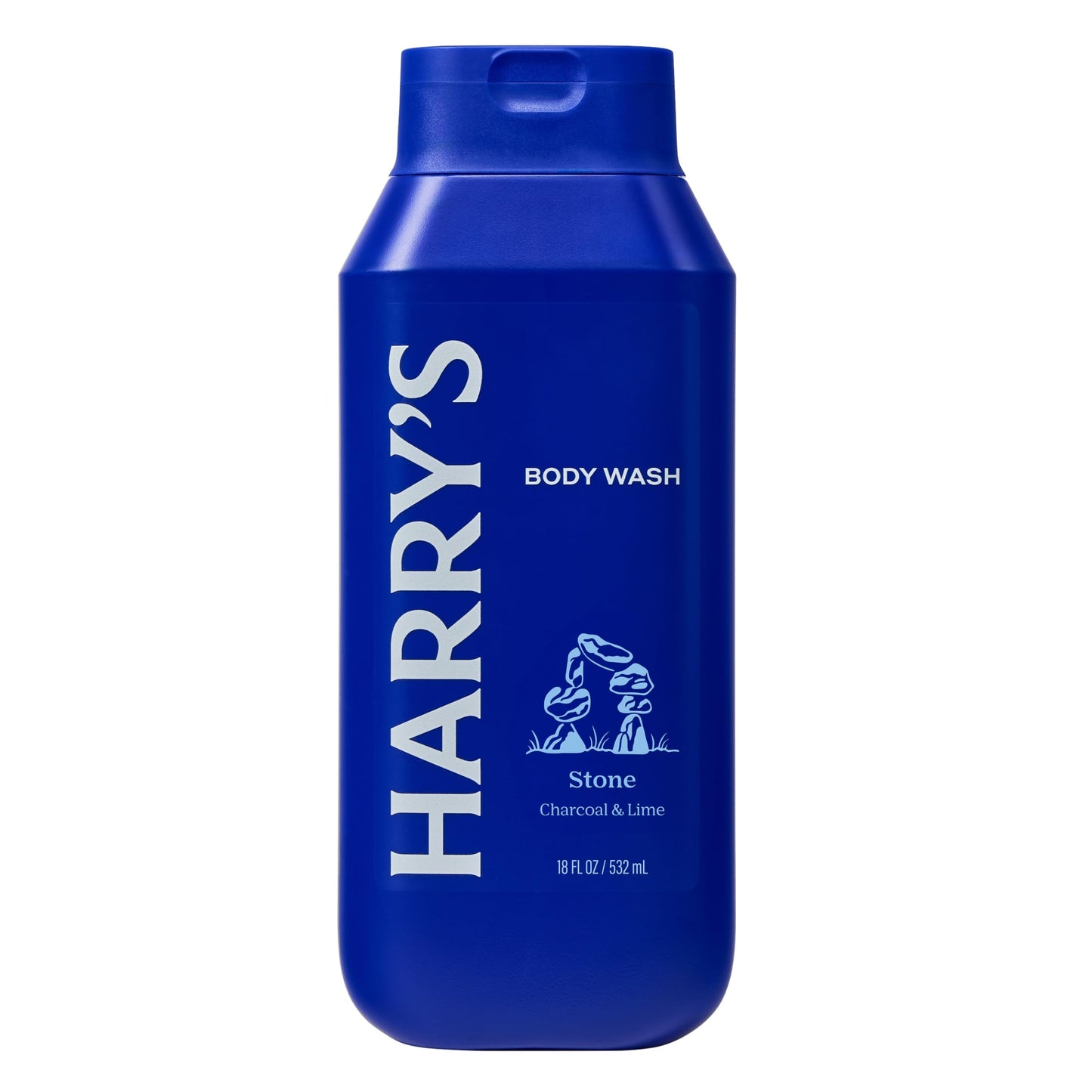 Three bottles of Harrys Stone body wash arranged together