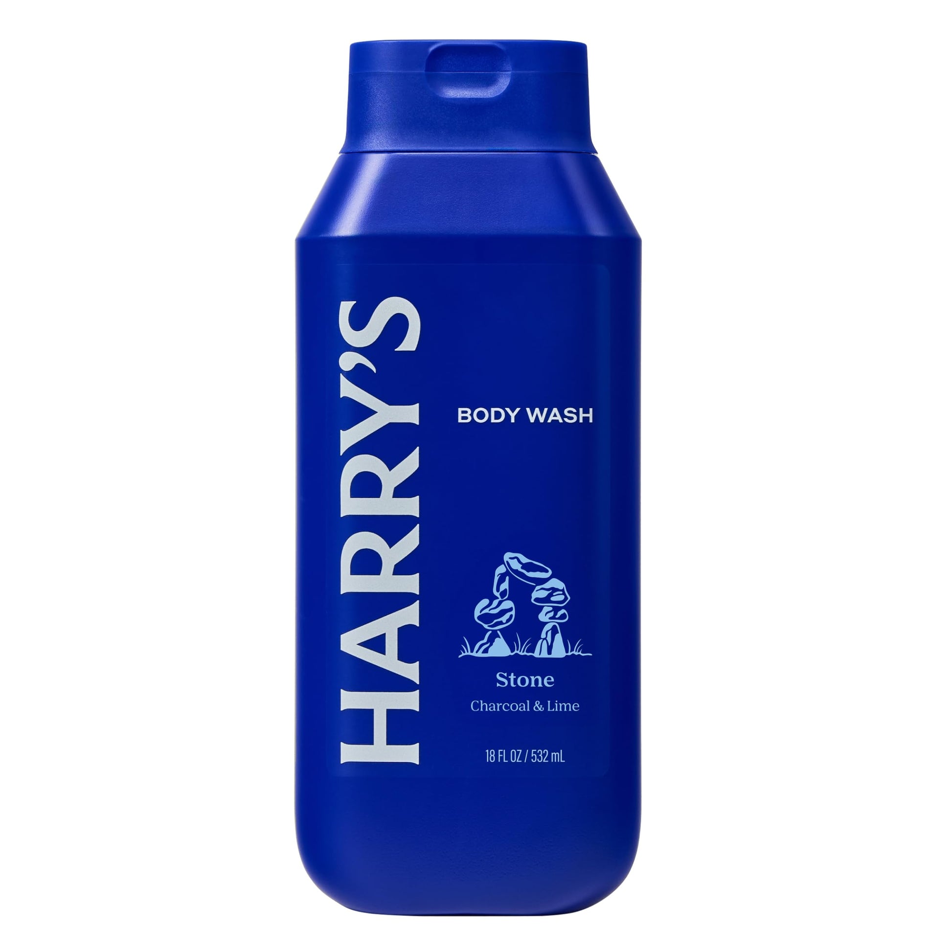 Three bottles of Harrys Stone body wash arranged together