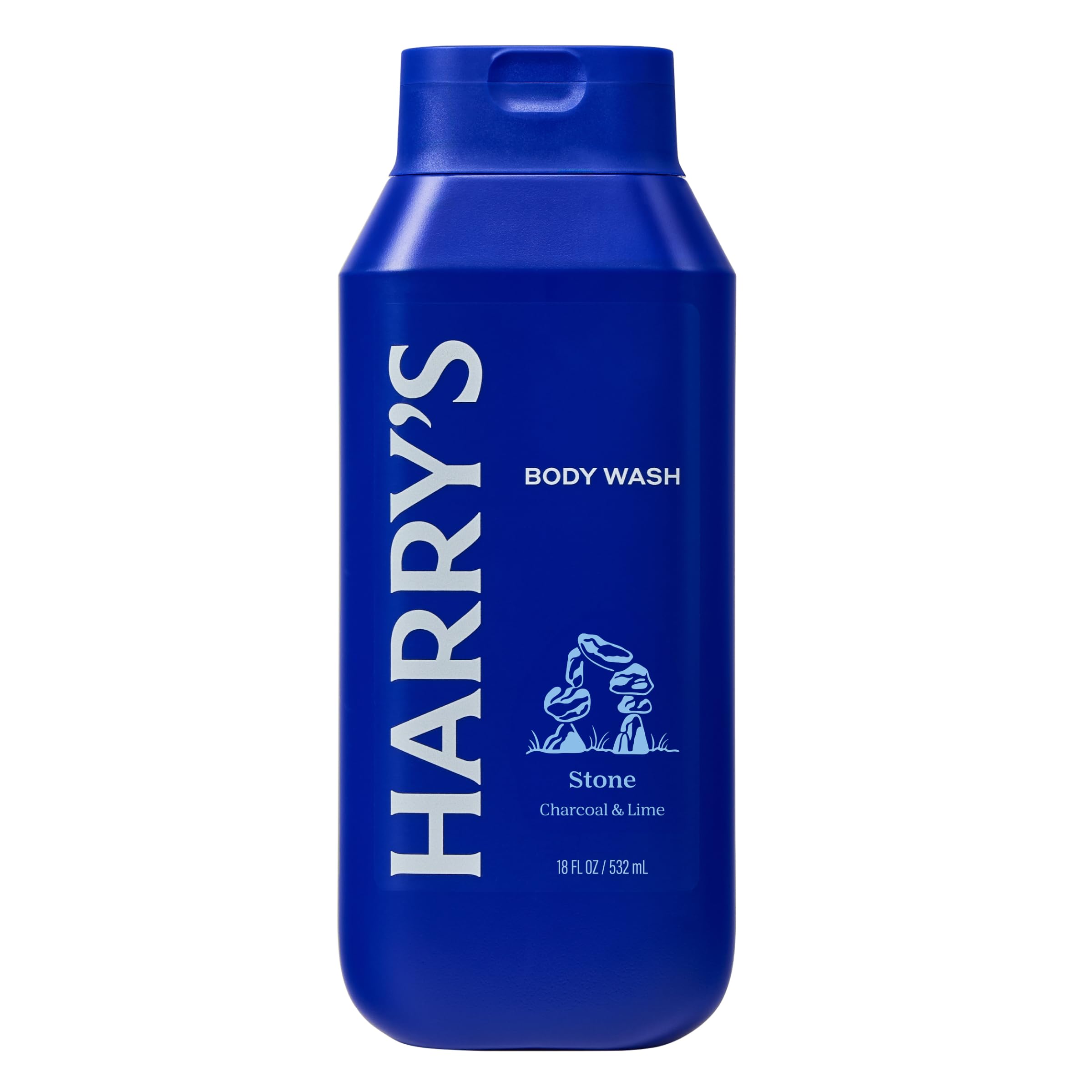 Three bottles of Harrys Stone body wash arranged together