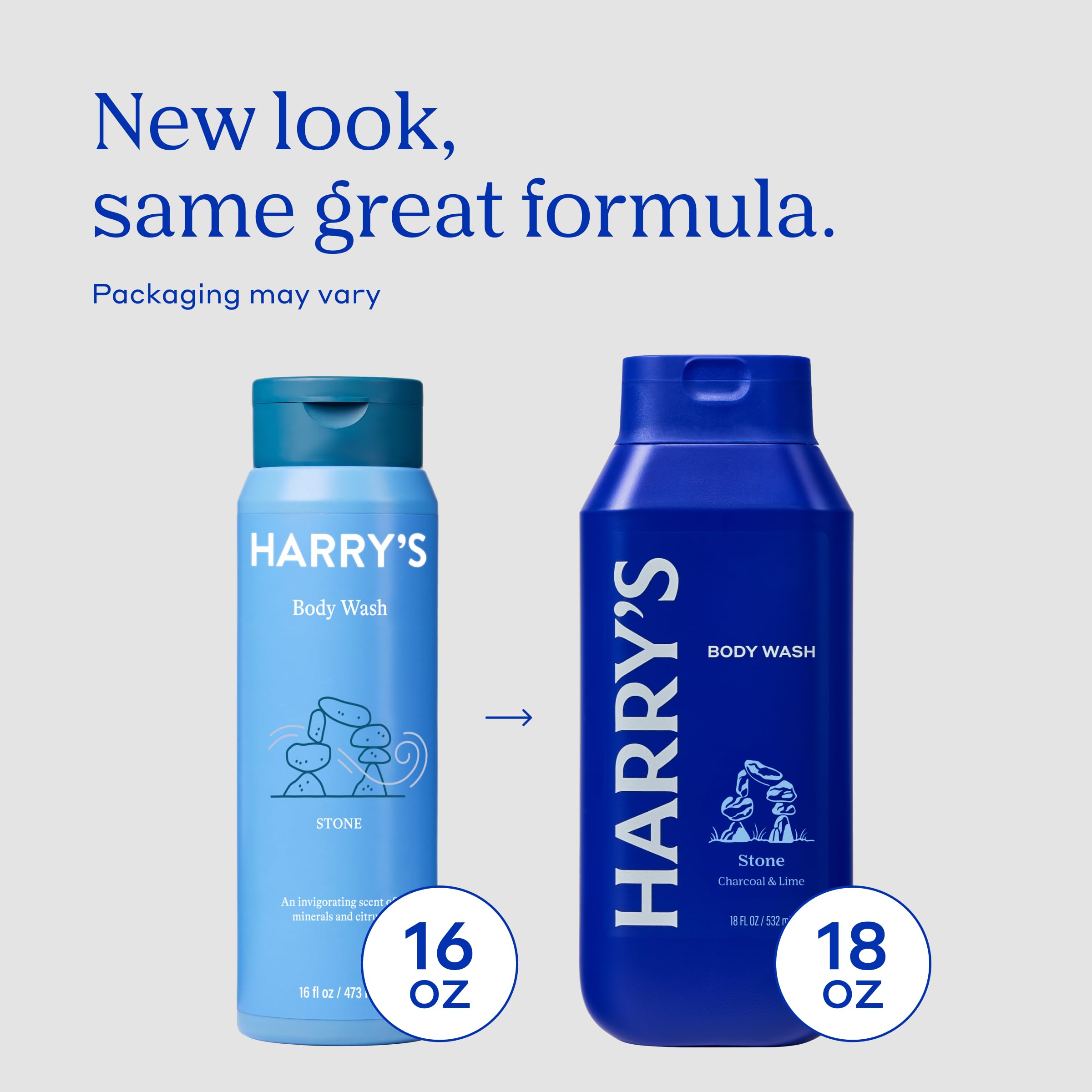 Harrys body wash Stone scent bottle packaging details