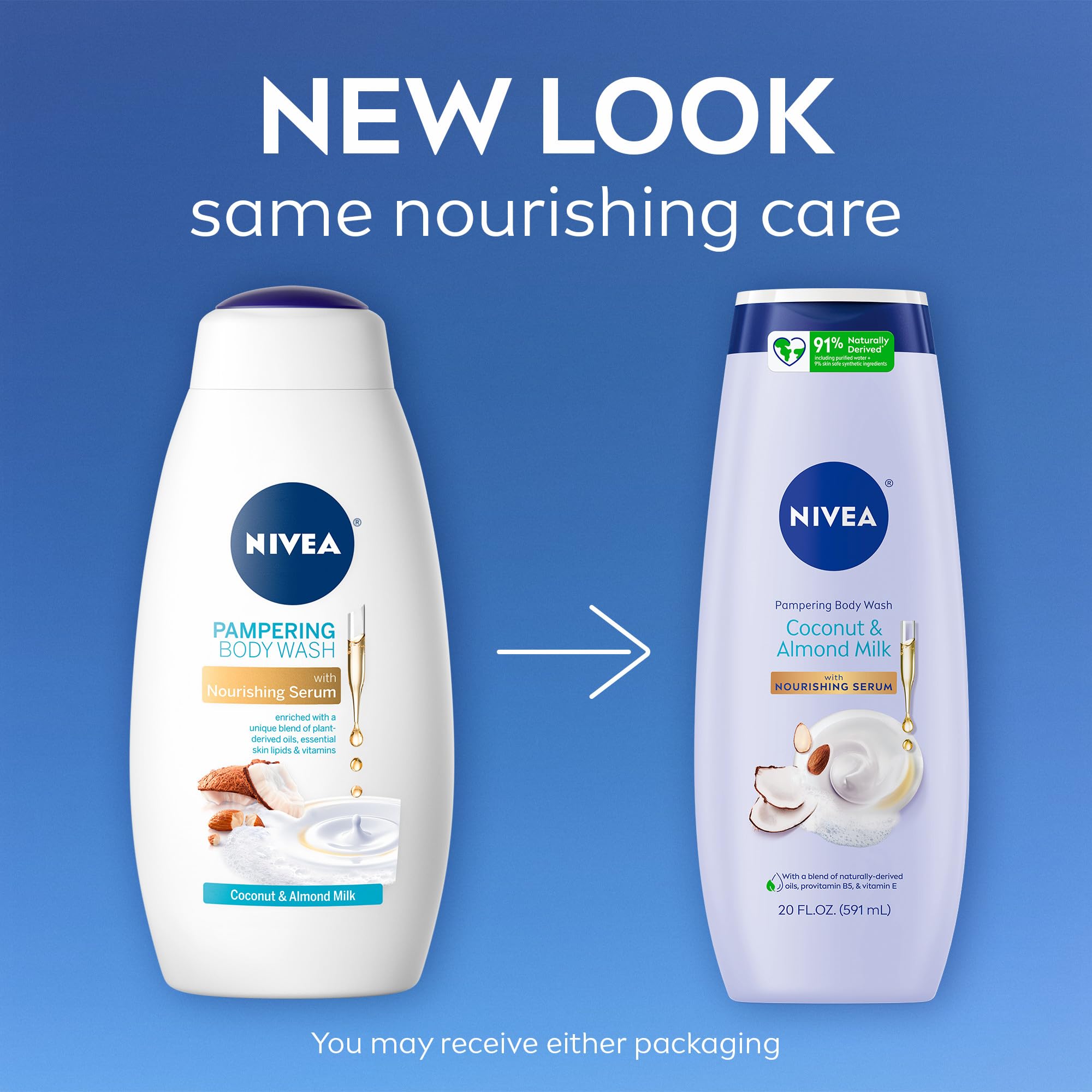 Nivea coconut and almond milk body wash 20 fluid ounce bottle