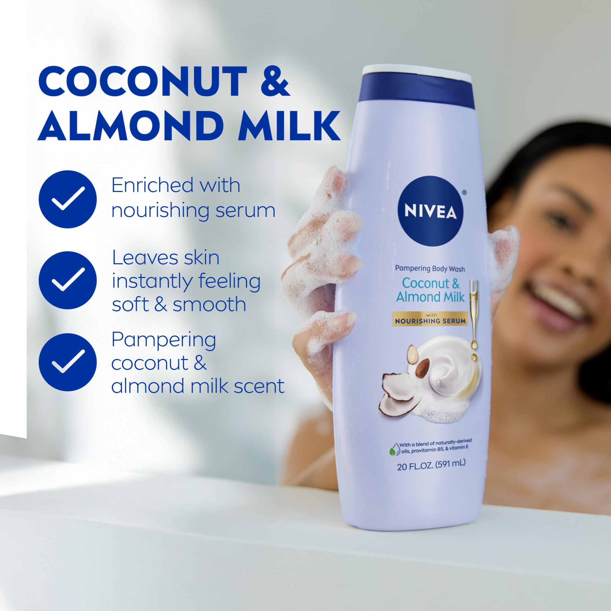 Nivea nourishing body wash with almond oil and coconut scent