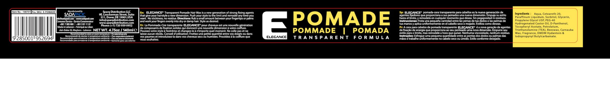 Elegance super strong hold hair pomade water based transparent formula for men and women