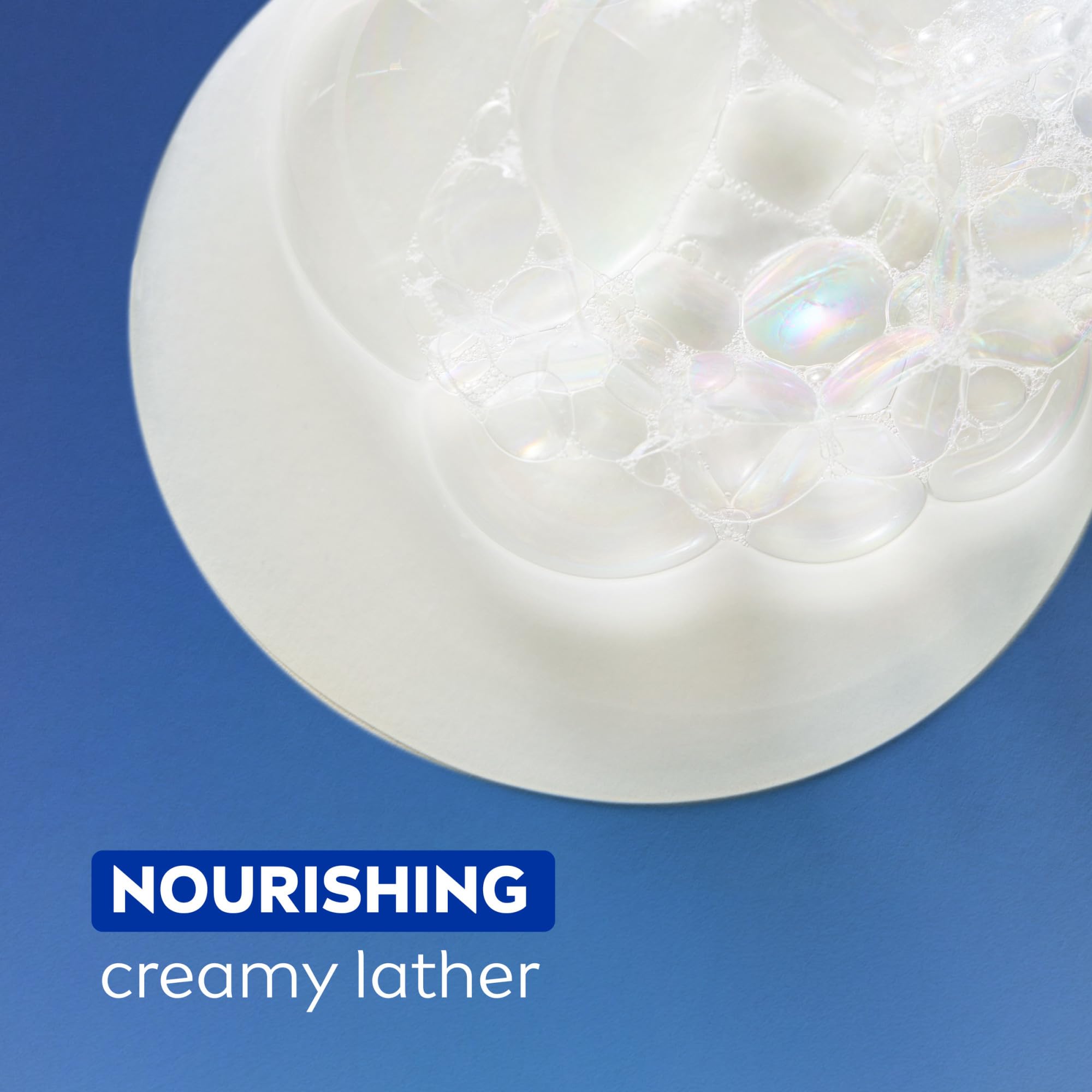 Close up of Nivea body wash bottle label and ingredients