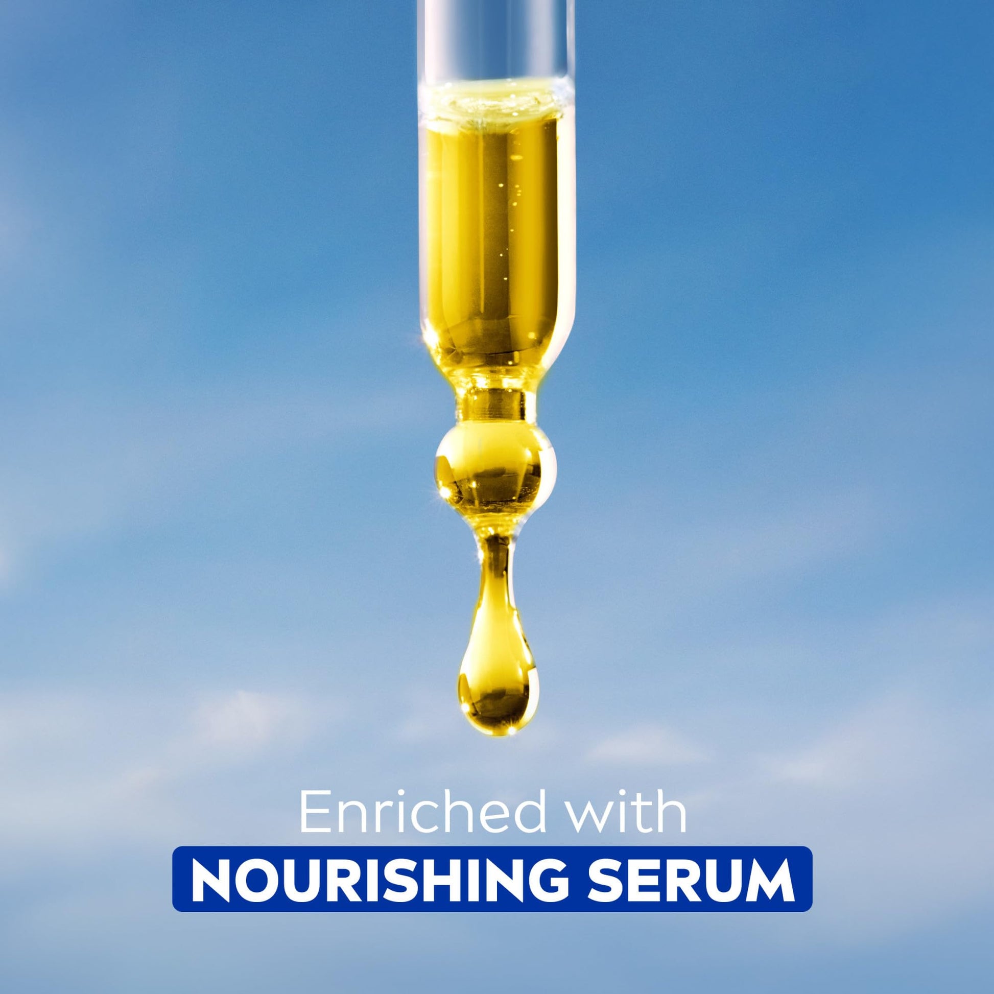 Side profile of Nivea pampering body wash bottle