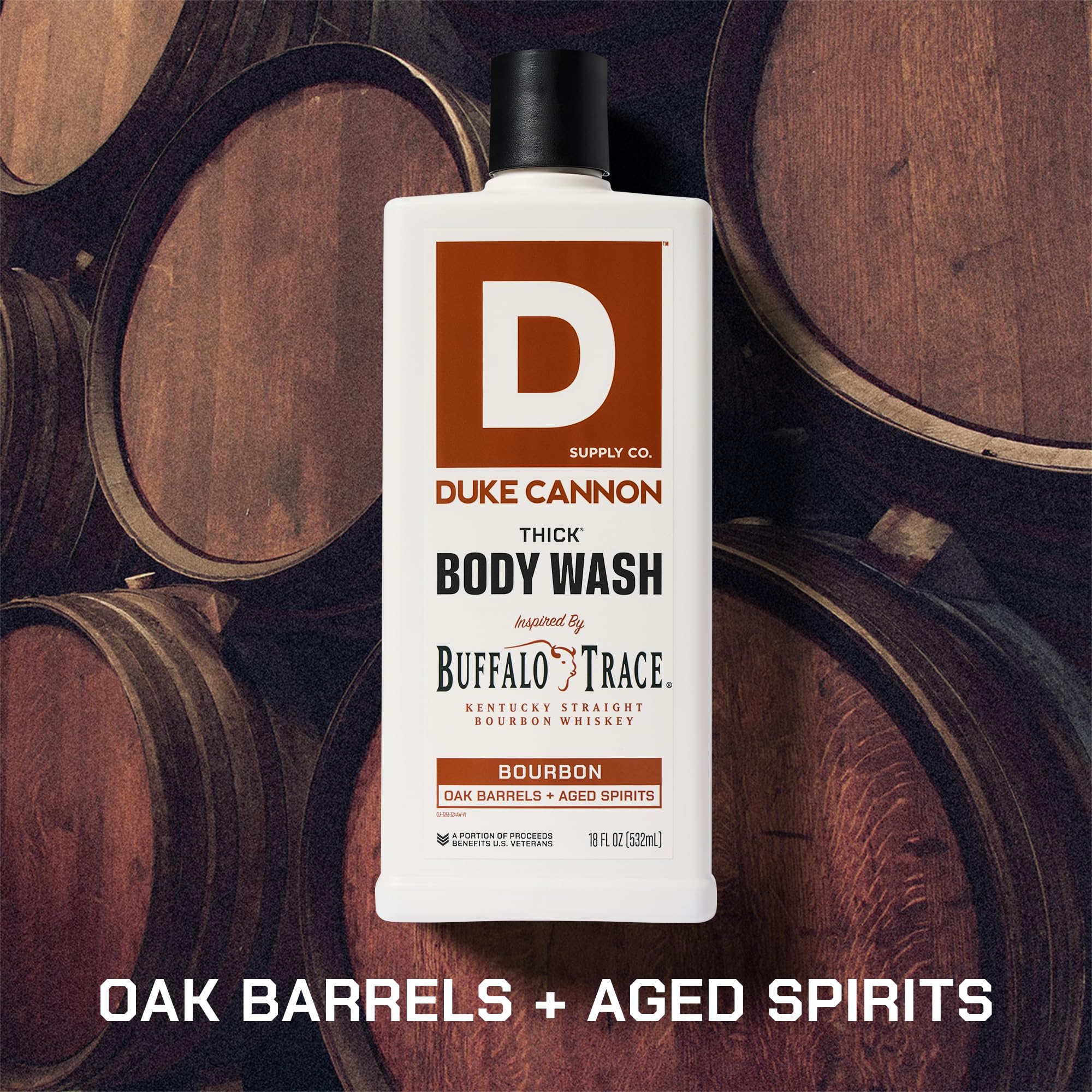 Duke Cannon mineral enriched mens exfoliating body wash back label showing clear ingredient details