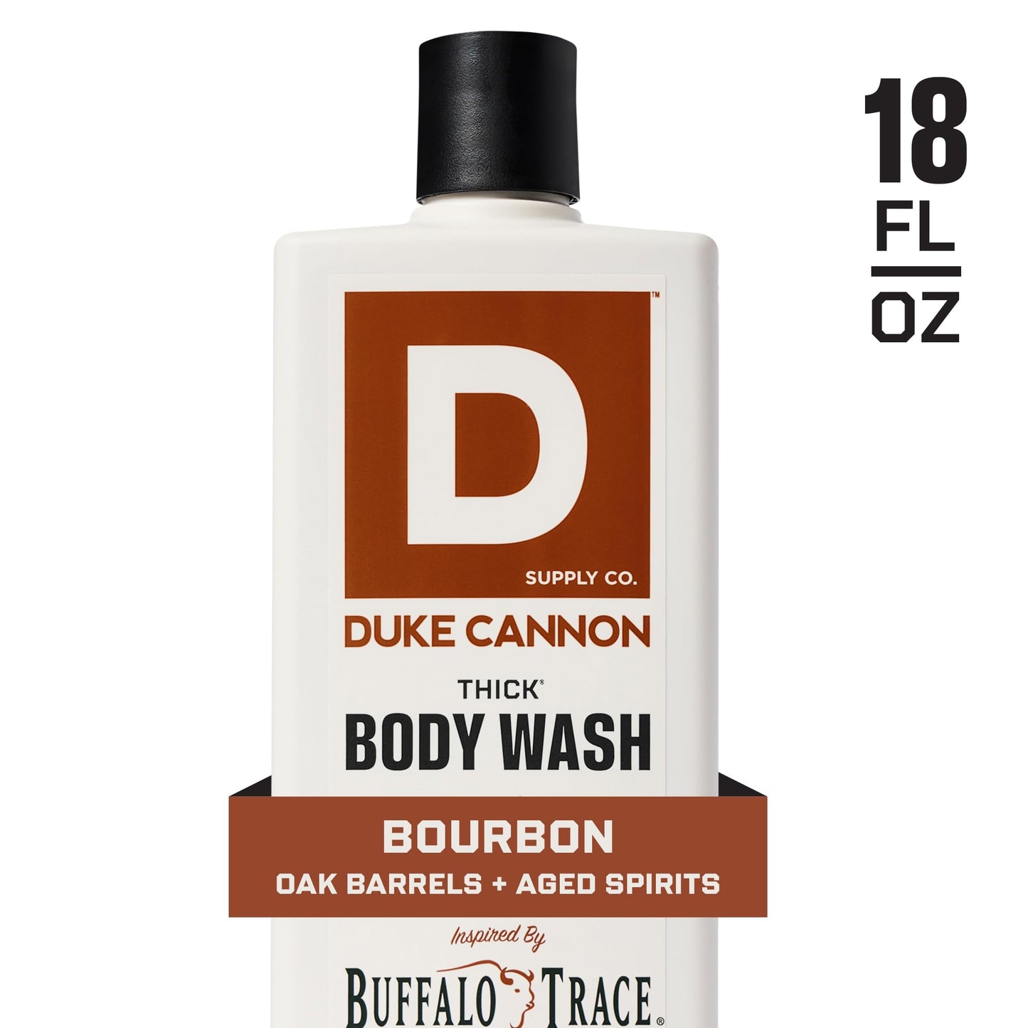 Duke Cannon high viscosity plant based shower gel placed inside a modern bathroom setting