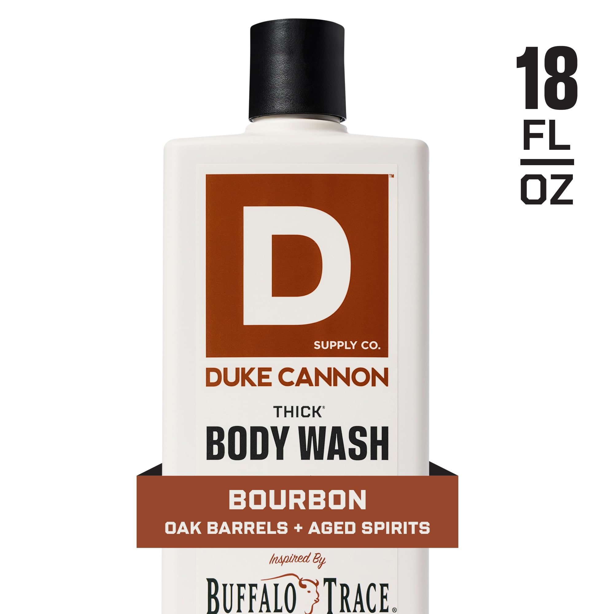 Duke Cannon high viscosity plant based shower gel placed inside a modern bathroom setting