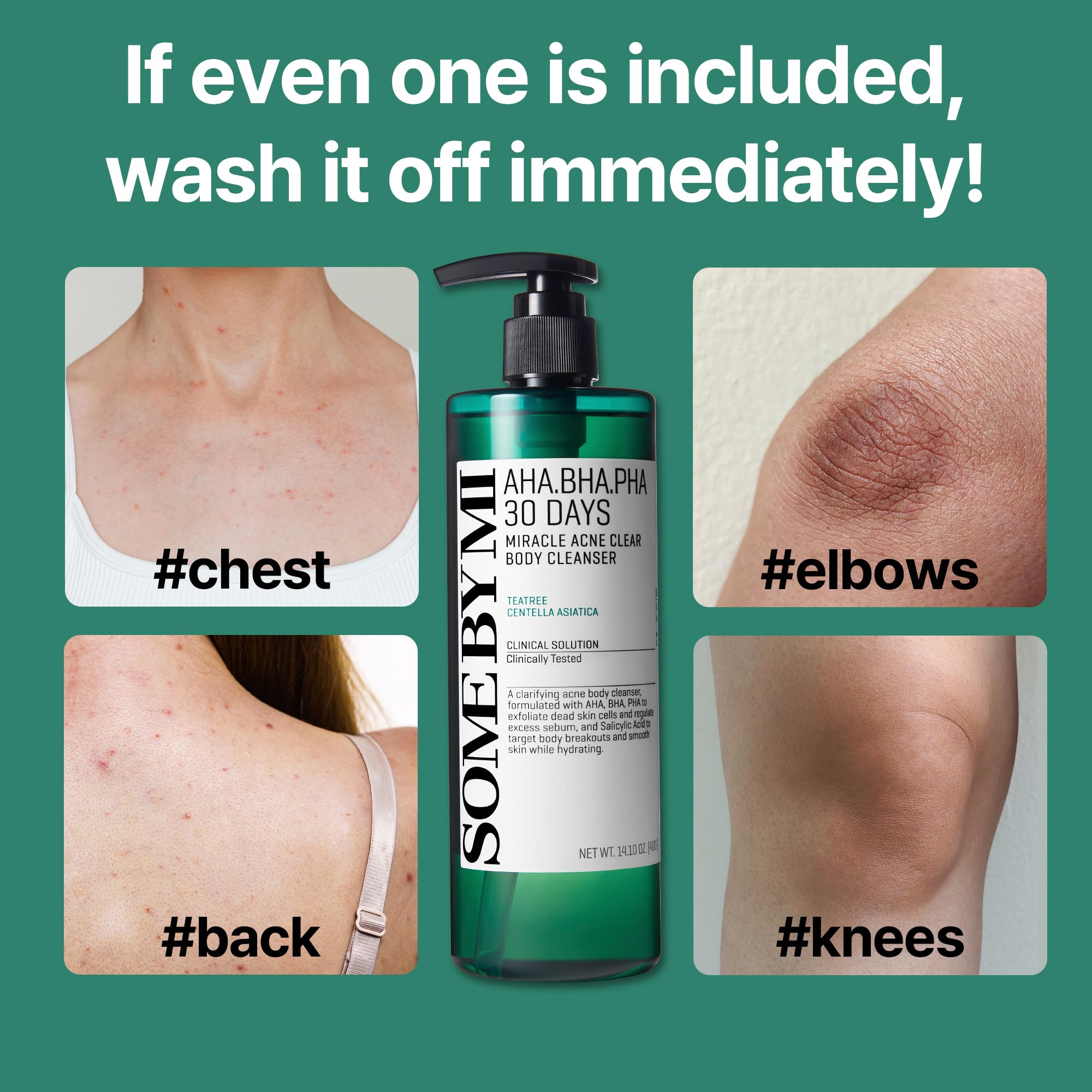 Side view of Some By Mi 400 gram body cleanser packaging