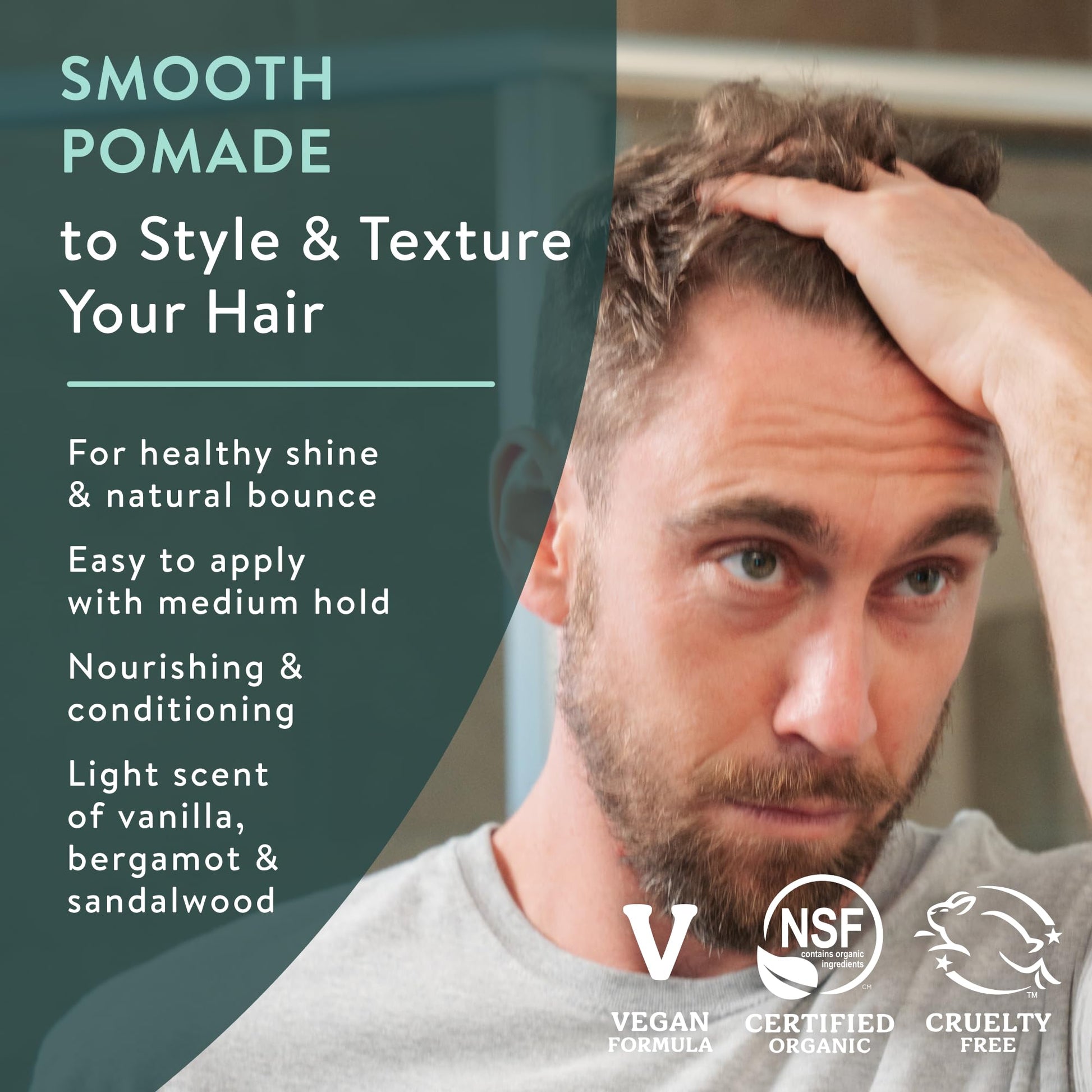 Open tin of Badger organic hair styling wax displaying the smooth texture of the medium hold pomade.