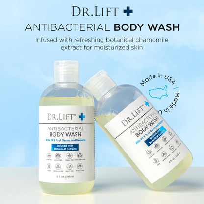 Dr. Lift clean moisturizing shower gel bottle emphasizing the phthalate free and cruelty free ethics.