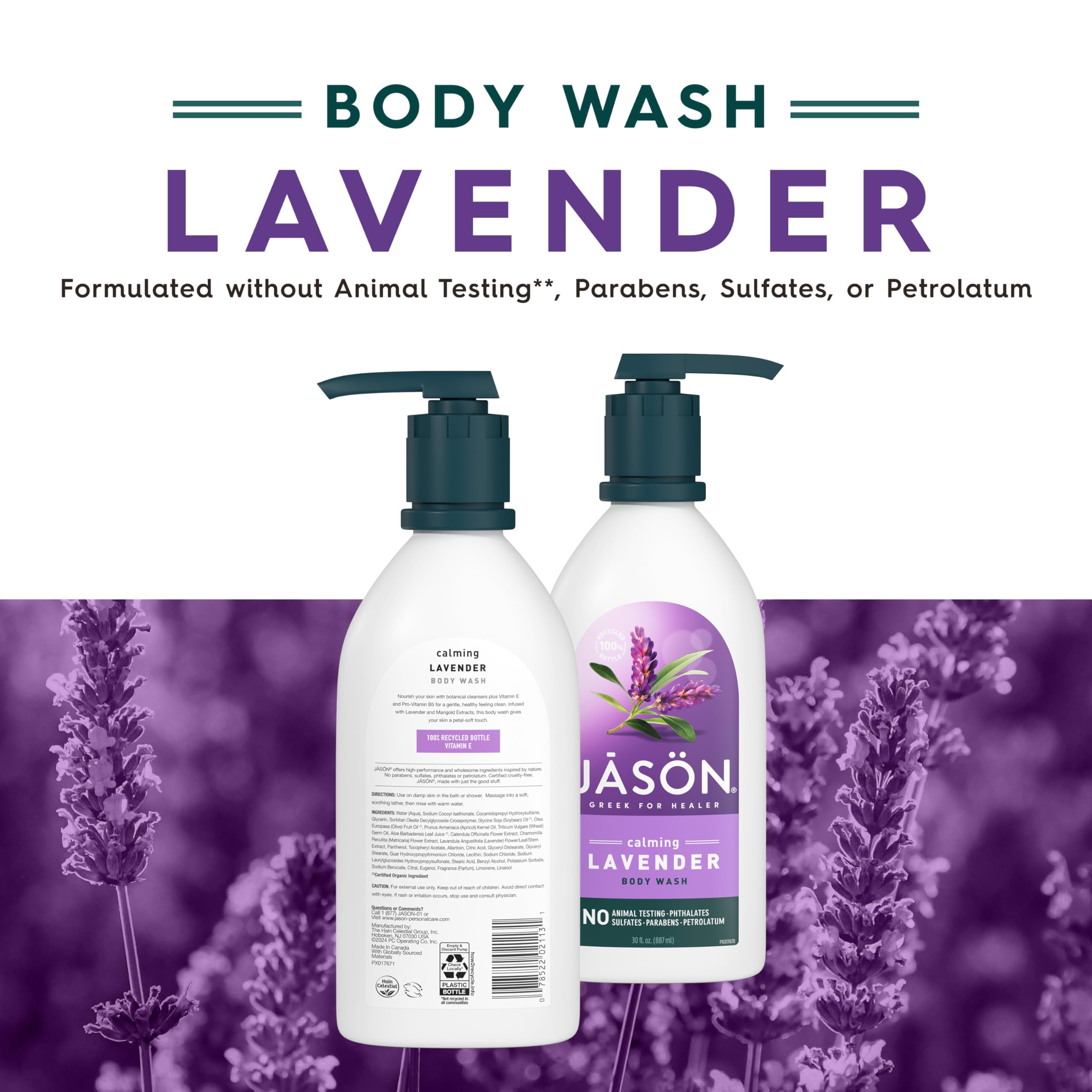 Jason Lavender Body Wash botanical ingredients label