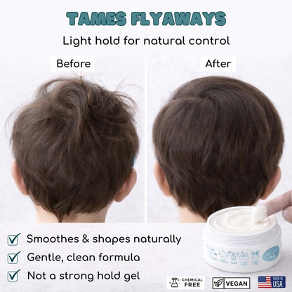 Lane And Co plant based kid hair styling cream highlighting hypoallergenic organic label