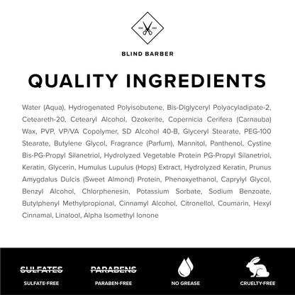 Water soluble strong hold styling cream jar designed for structured mens hairstyles