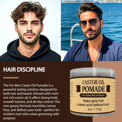 Silicone and paraben free castor oil pomade for Indian men hair care