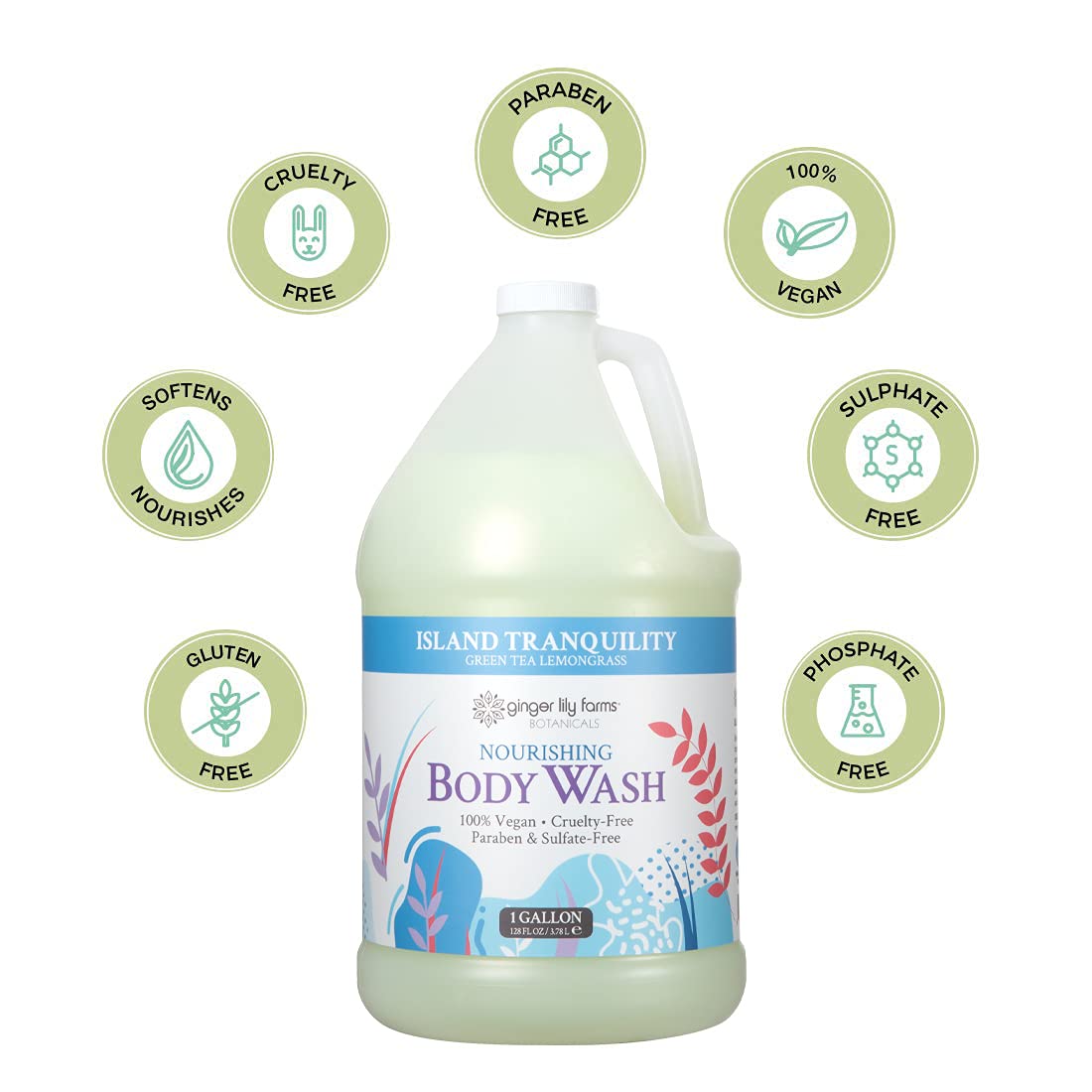 Texture of Ginger Lily Farms vegan body wash in a clear container