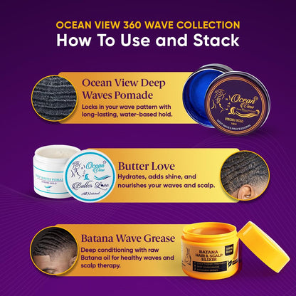 Ocean View Deep Waves Pomade side profile of premium imported wave cream jar