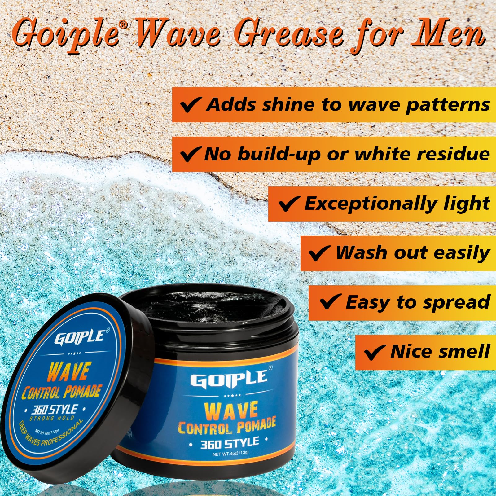 Goiple natural wave pomade strong hold hair styling cream side view