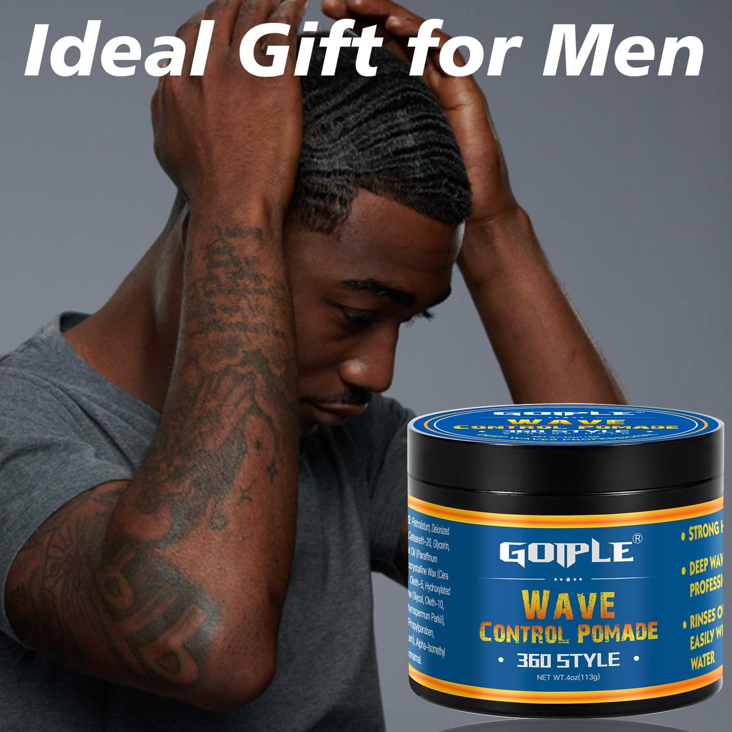 Goiple men grooming hair care product for deep layered wave patterns
