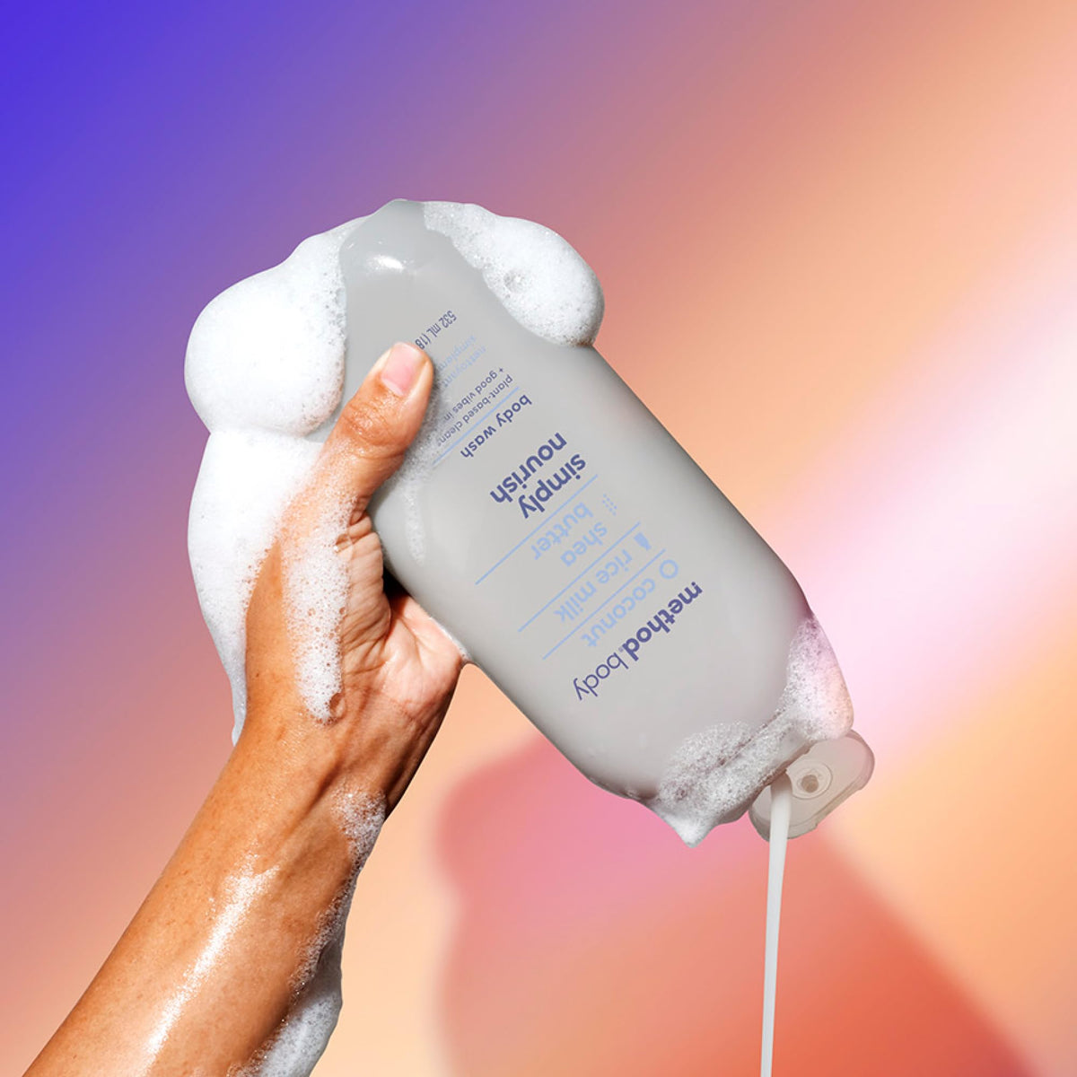 Method cruelty free certification logo on body wash bottle