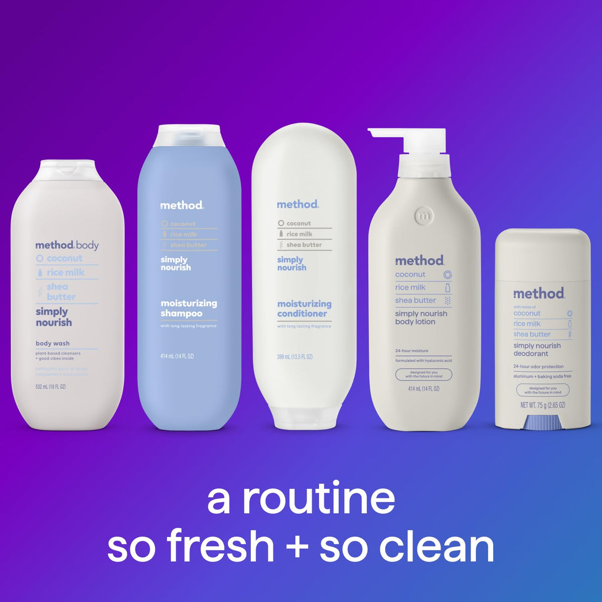 Method body wash cap and sustainable packaging details