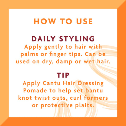 Close up of 4 Ounce Cantu hair dressing pomade for moisturizing styling