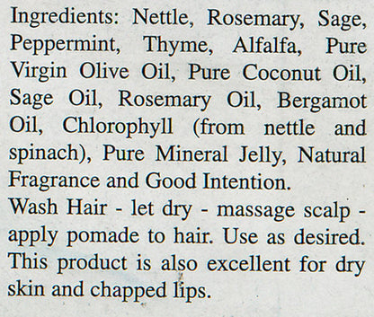 Nature's Blessings four ounce hair and scalp conditioner container back label.
